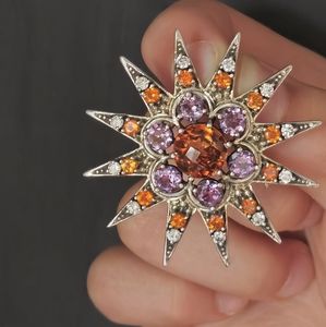 Nicky Butler Sterling Silver 925 Marigold Quartz Amethyst Signed Brooch Pendant